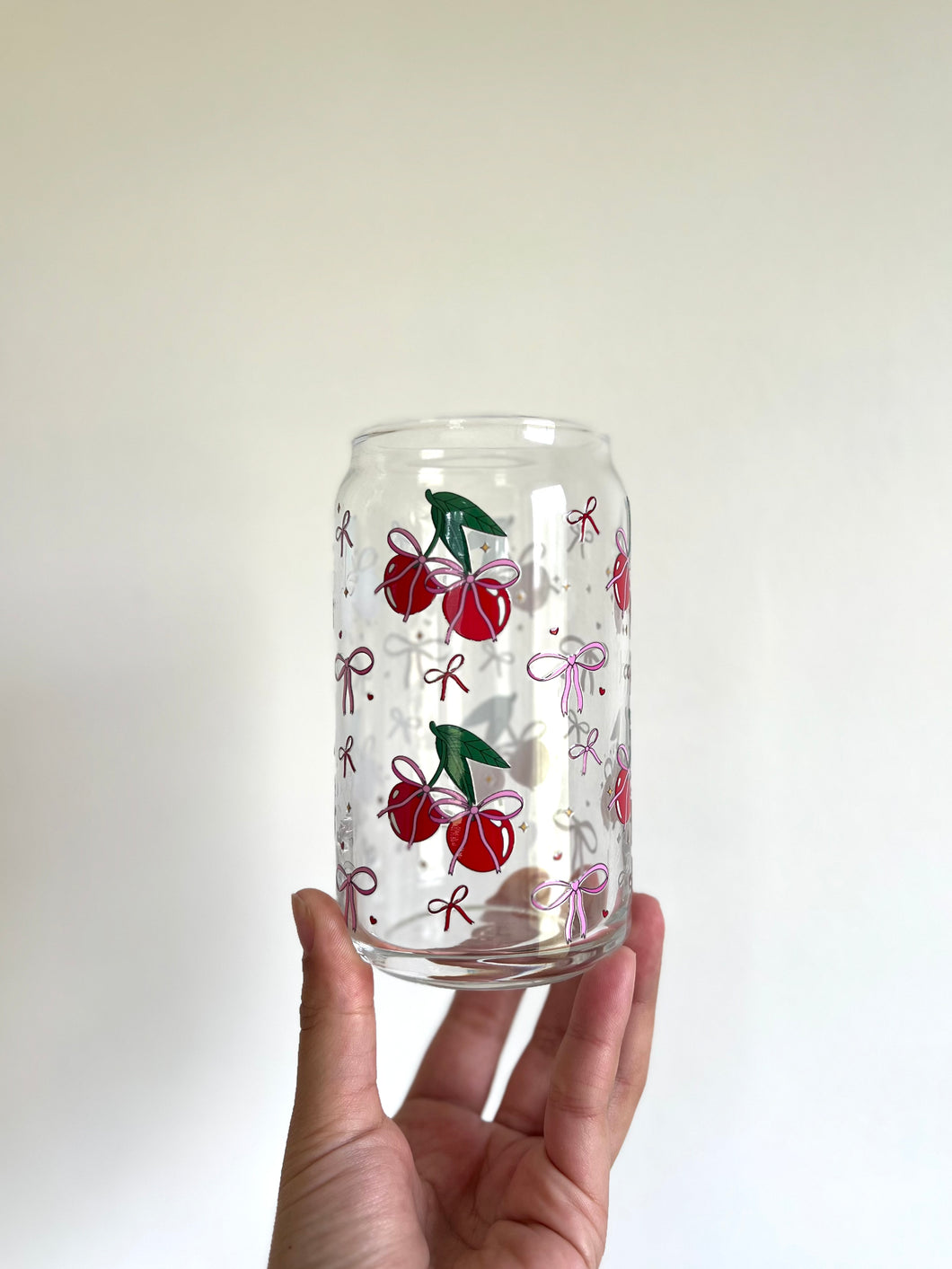 Cherries + Bows Glass Cup