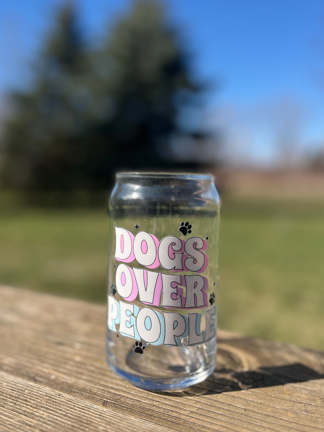 Dogs Over People Glass Cup