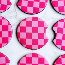 Load image into Gallery viewer, Hot Pink Checks Car Coasters
