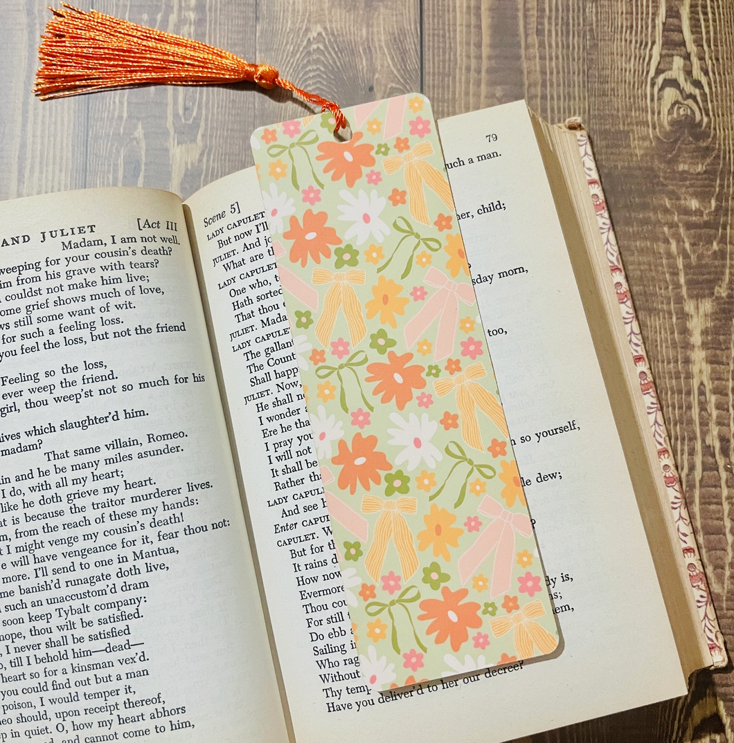 Orange Tassel Bow Bookmark